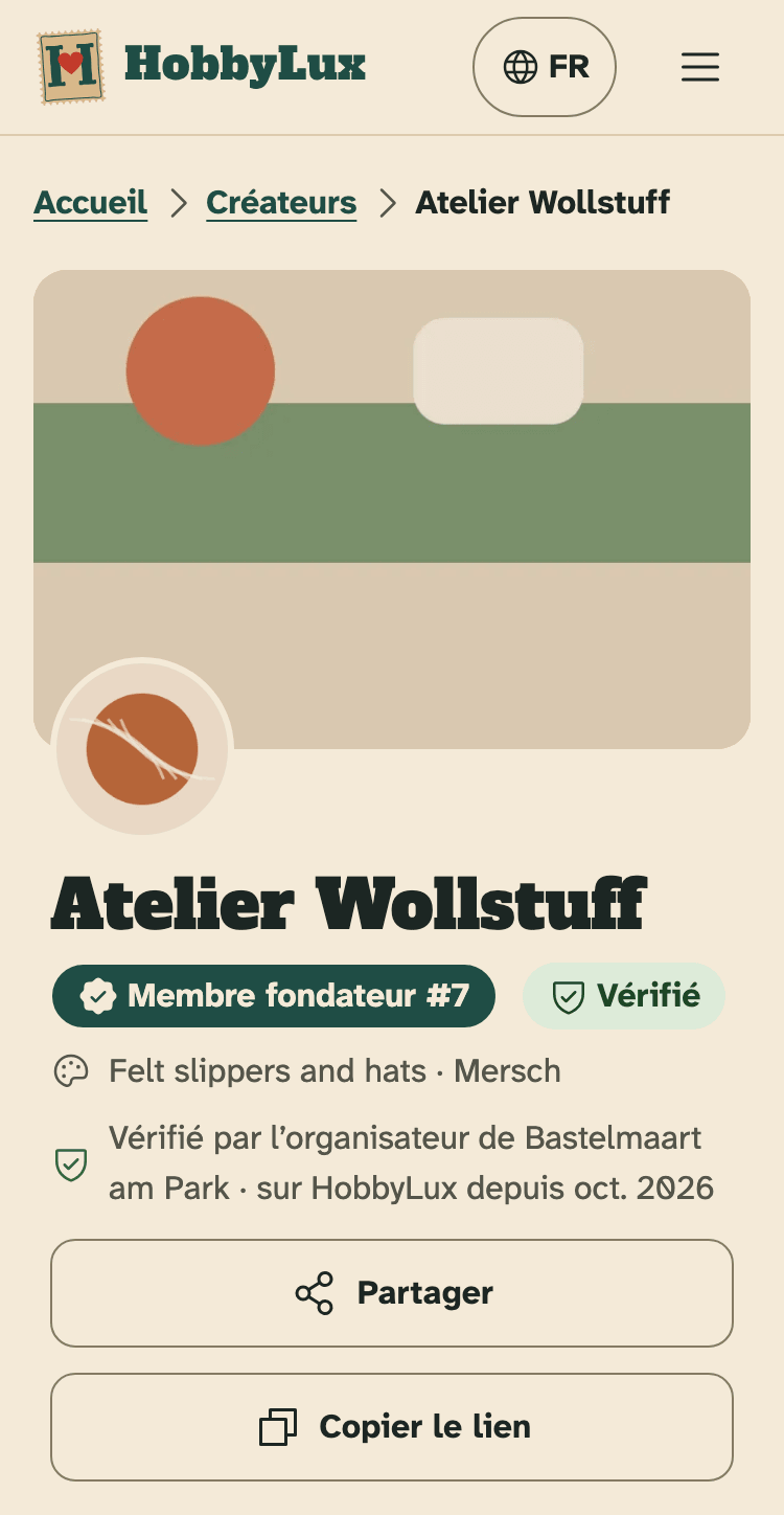Capture d’écran de hobbylux.app sur un téléphone : Une page vérifiée sur hobbylux.app.