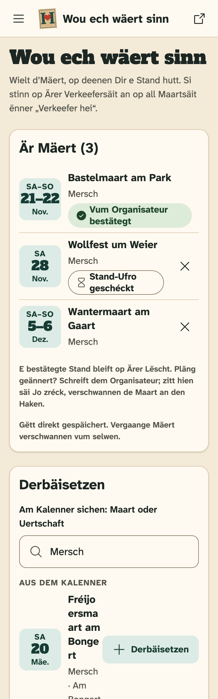 Screenshot vun HobbyLux fir Verkeefer op engem Handy: Wou ech wäert sinn: Är Mäert, an d’Sich, fir ee derbäizesetzen.